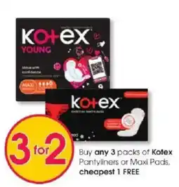 Clicks Kotex Pantyliners or Maxi Pads offer