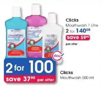 Clicks Clicks Mouthwash 1 Litre offer