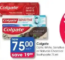 Clicks Colgate Optic White, Sensitive or Naturals Charcoal Toothpaste offer