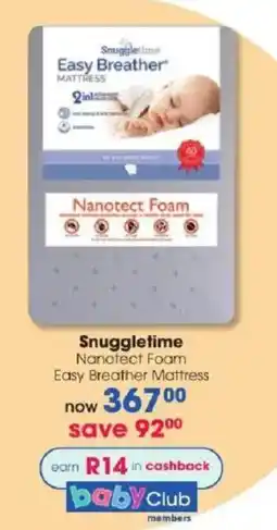 Clicks Snuggletime Nanotect Foam Easy Breather Mattress offer