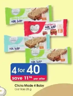 Clicks Clicks Made 4 Baby Oat Bars offer