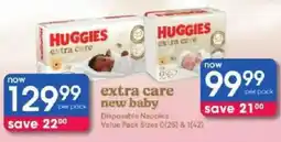 Clicks Huggies extra care new baby Disposable Nappies offer