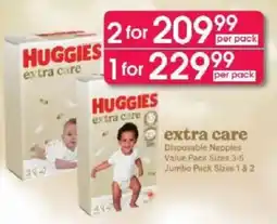 Clicks Huggies extra care Disposable Nappies offer