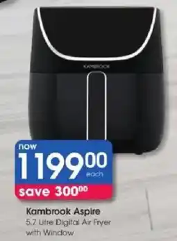 Clicks Kambrook Aspire 5.7 Litre Digital Air Fryer with Window offer