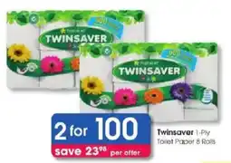 Clicks Twinsaver 1-Ply Toilet Paper 8 Rolls offer