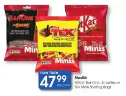 Clicks Nestlé KitKat Bar One Smarties or Tex Minis Sharing Bags offer