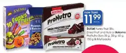 Clicks Safari Funky Fruit Stix. Dried Fruit and Nuts or Bokomo ProNutro Bars offer
