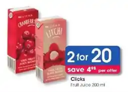 Clicks Clicks Fruit Juice 200 ml offer