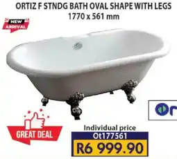 Laduma Hardware catalogue Ortiz F standing bath oval shape with legs offer