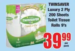 Boxer TWINSAVER Luxury 2 Ply 200 Sheets Toilet Tissue Rolls 9's offer
