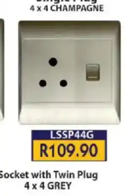 Laduma Hardware catalogue Socket with Twin Plug 4 x 4 GREY offer