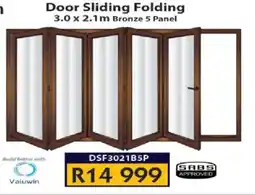 Laduma Hardware catalogue Door Sliding Folding 3.0 X 2.1m Bronze 5 Panel DSF3021B5P offer