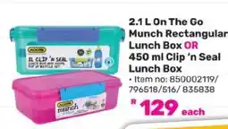 Game On The Go Munch Rectangular Lunch Box OR Clip ‘n Seal Lunch Box offer