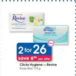 Clicks Clicks Hygiene or Revive Soap Bars 175 g offer