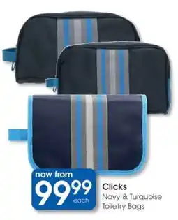 Clicks Clicks Navy & Turquoise Toiletry Bags offer