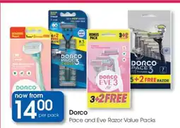 Clicks Dorco Pace and Eve Razor Value Packs offer