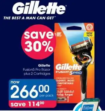 Clicks Gillette Fusion5 Pro Razor plus 2 Cartridges offer