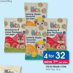 Clicks Clicks Made 4 Tots Rice Pops 22 g offer