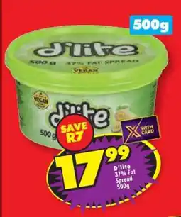 Shoprite D'LITE 37% FAT SPREAD 500g offer