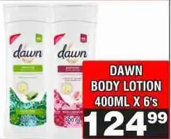 Advance Cash n Carry DAWN BODY LOTION 400ML X 6's offer
