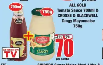 Boxer ALL GOLD Tomato Sauce 700ml & CROSSE & BLACKWELL Tangy Mayonnaise 750g offer