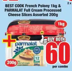 Boxer BEST COOK French Polony 1kg & PARMALAT Full Cream Processed Cheese Slices Assorted 200g offer