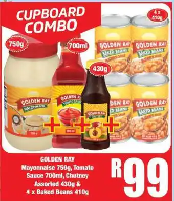 Boxer GOLDEN RAY Mayonnaise 750g, Tomato Sauce 700ml, Chutney Assorted 430g & 4 x Baked Beans 410g offer
