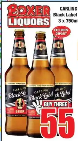 Boxer CARLING Black Label 3 x 750ml offer