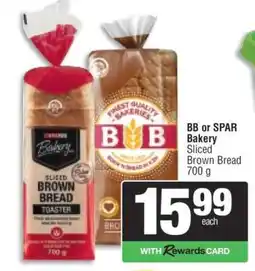 Spar BB or SPAR Bakery Sliced Brown Bread offer