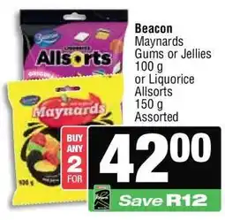 Spar Beacon Maynards Gums or Jellies 100 g or Liquorice Allsorts 150 g offer