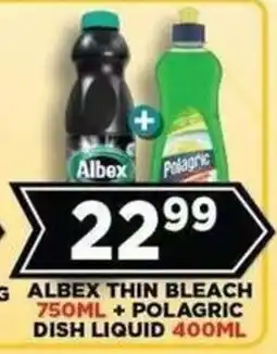 Goal Supermarket Albex Thin Bleach + Polagric Dish Liquid offer