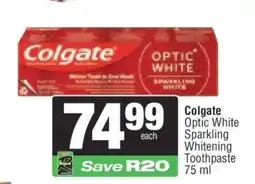 Spar Colgate Optic White Sparkling Whitening Toothpaste 75 ml offer