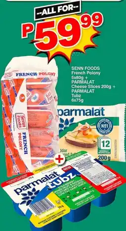 Choppies SENN FOODS French Polony + PARMALAT Cheese Slices + PARMALAT Tubz offer