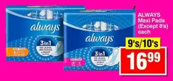 Choppies ALWAYS Maxi Pads offer