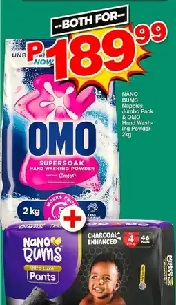 Choppies NANO BUMS Pants & OMO Hand Washing Powder offer