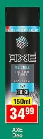 Choppies AXE ICE CHILL FROZEN MINT & LEMON BODY SPRAY offer