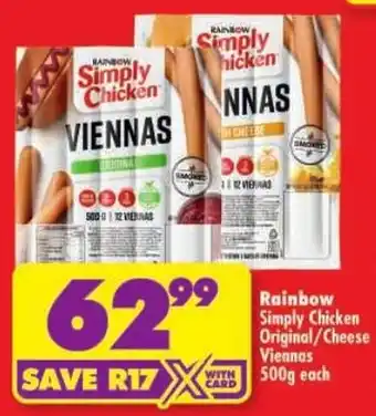 Shoprite Rainbow Simply Chicken Viennas offer
