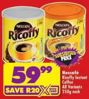 Shoprite Nescafe Ricoffy Instant Coffee offer