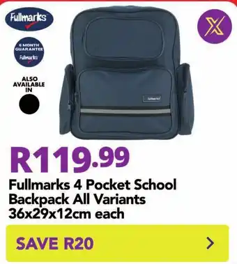 Fullmarks 4 Pocket School Backpack