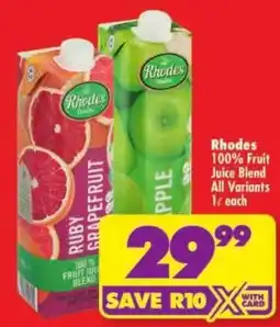 Shoprite Rhodes 100% Fruit Juice Blend All Variants offer