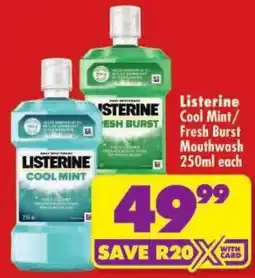 Shoprite Listerine Cool Mint/Fresh Burst Mouthwash offer