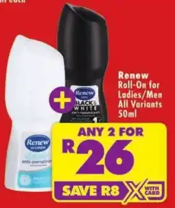 Shoprite Renew Roll-On for Ladies/Men offer