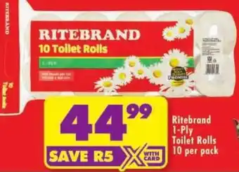 Shoprite Ritebrand 1-Ply Toilet Rolls offer