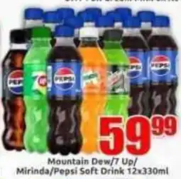 Three Star Cash and Carry Mountain Dew/7 Up/Mirinda/Pepsi Soft Drink offer