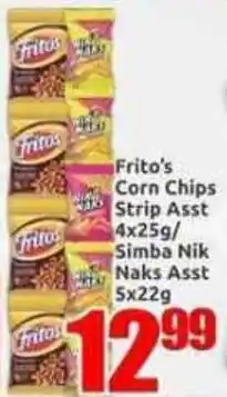 Three Star Cash and Carry Frito's Corn Chips Strip Assorted offer