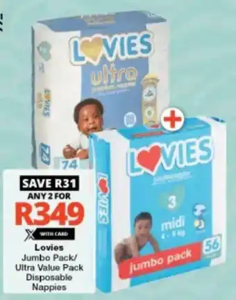 Lovies Jumbo Pack/ Ultra Value Pack Disposable Nappies