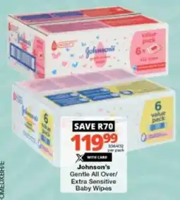 Checkers Johnson's Gentle All Over/Extra Sensitive Baby Wipes offer