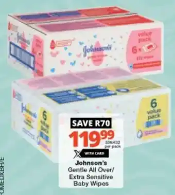 Johnson's Gentle All Over/Extra Sensitive Baby Wipes