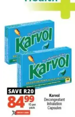 Checkers Karvol Decongestant Inhalation Capsules offer
