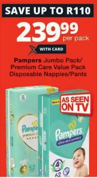 Pampers Jumbo Pack/ Premium Care Value Pack Disposable Nappies/Pants